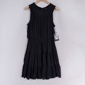 Simply Vera Vera Wang Dress Large Black Flowy Tiered Smocked Sleeveless New